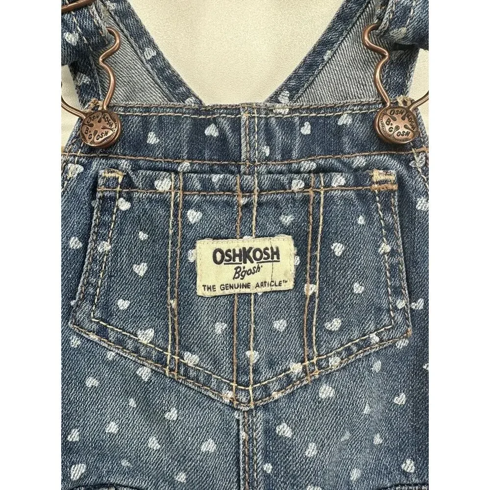 Vintage OshKosh BGosh Hearts Overalls‎ Toddler Denim 100% Cotton USA Sz 24m